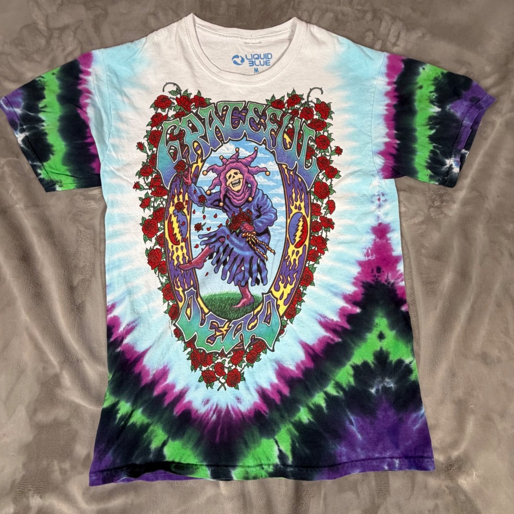 Vintage 2001 Grateful Dead Liquid Blue Tie Dye Shirt Seasons of the Dead Y2K M